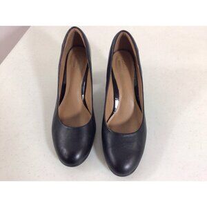 Clarks Leather Block Heel Shoes Womens Sz. 9